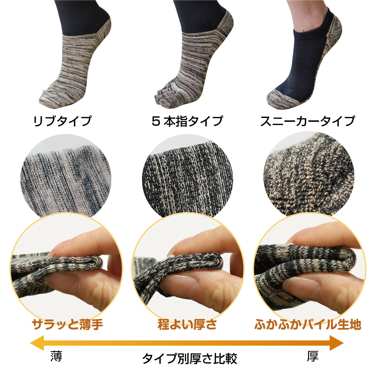 柿渋染め/『モテモテソックス』 消臭・抗菌 選べる3足セット 送料無料