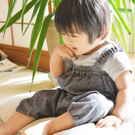 柿渋染め/柔らかニット オーガニック綿 消臭・抗菌 ベビーバルーンサロペット