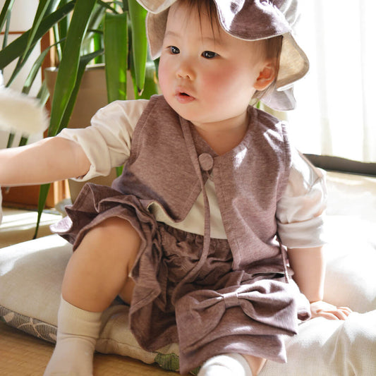 柿渋染め/柔らかニット オーガニック綿 消臭・抗菌 ベビー3段フリルスカート