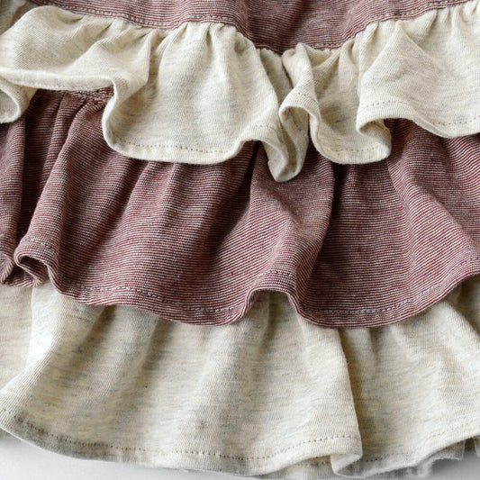 柿渋染め/柔らかニット オーガニック綿 消臭・抗菌 ベビー4段フリルスカート