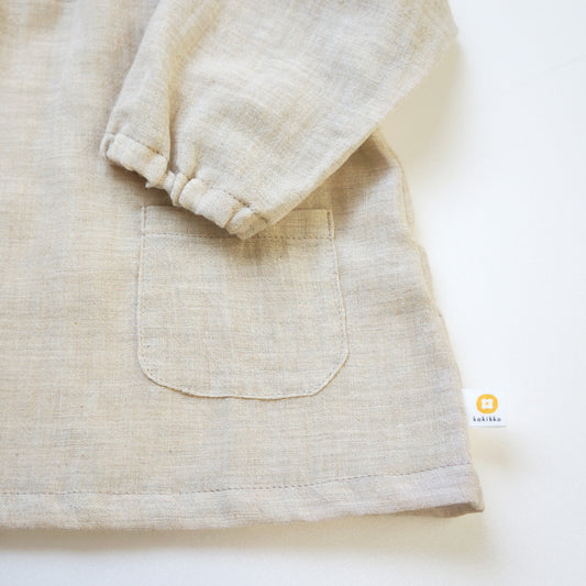柿渋染め/爽やかガーゼ オーガニック綿 消臭・抗菌 ベビースモック