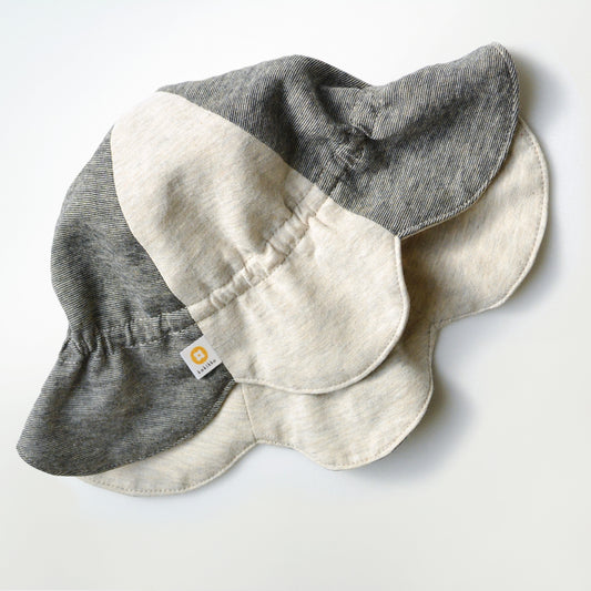 柿渋染め/柔らかニット オーガニック綿 消臭・抗菌 ベビー花びら帽子